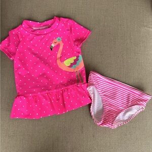 Carter’s 2-Piece Swimsuit, Flamingo, Hot Pink, Size 2T